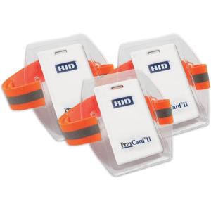 imageErgodyne Squids 3386 Vinyl Arm Band IDBadge HolderHi Vis Orange 3 Pack