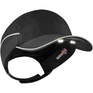 imageLightweight Bump Cap with LED Brim Lighting Baseball Hat Style Ergodyne Skullerz 8965 BlackBlack