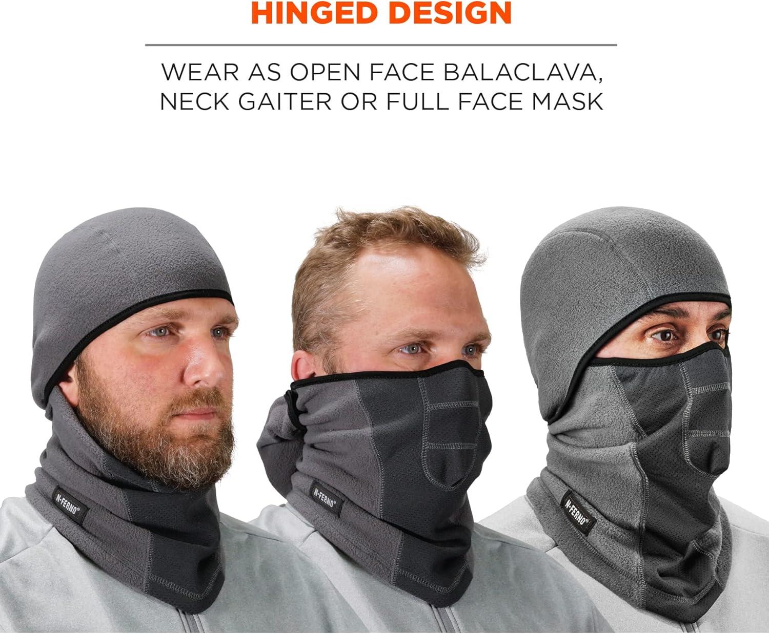 imageErgodyne NFerno 6823 Balaclava Ski Mask WindResistant Face Mask Hinged Design to Wear as Neck GaiterGray