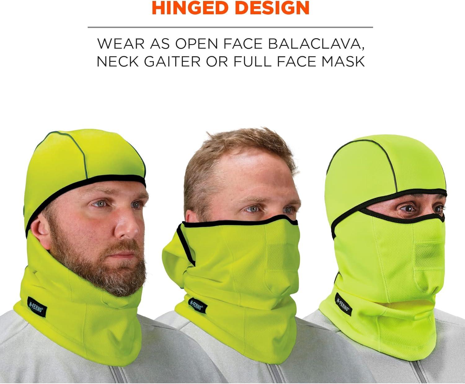 imageErgodyne NFerno 6823 Balaclava Ski Mask WindResistant Face Mask Hinged Design to Wear as Neck GaiterLime