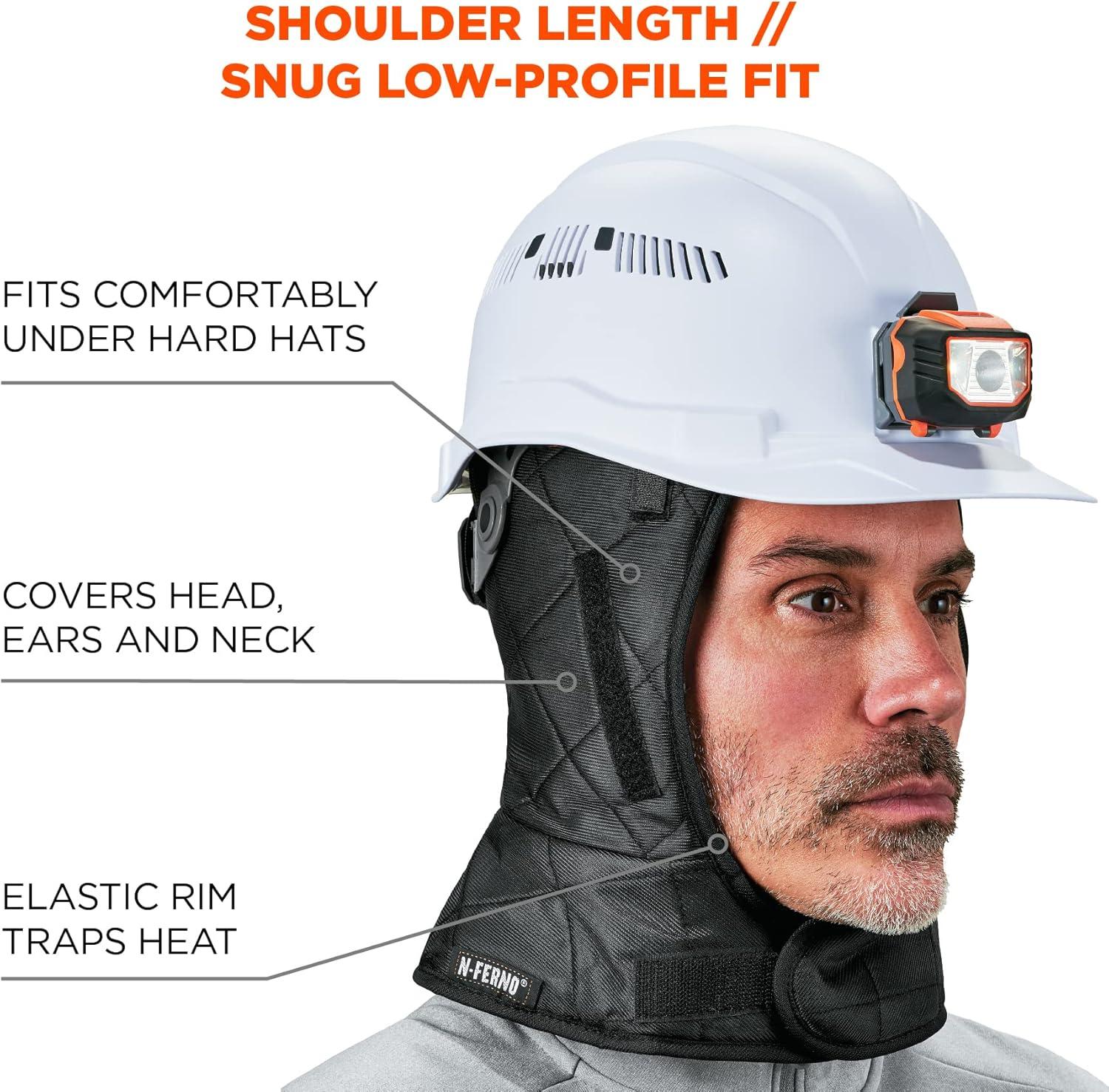 imageWinter Hard Hat Liner Insulated Sherpa Fleece Lined Shoulder Length Ergodyne NFerno 6952BlackOne Size
