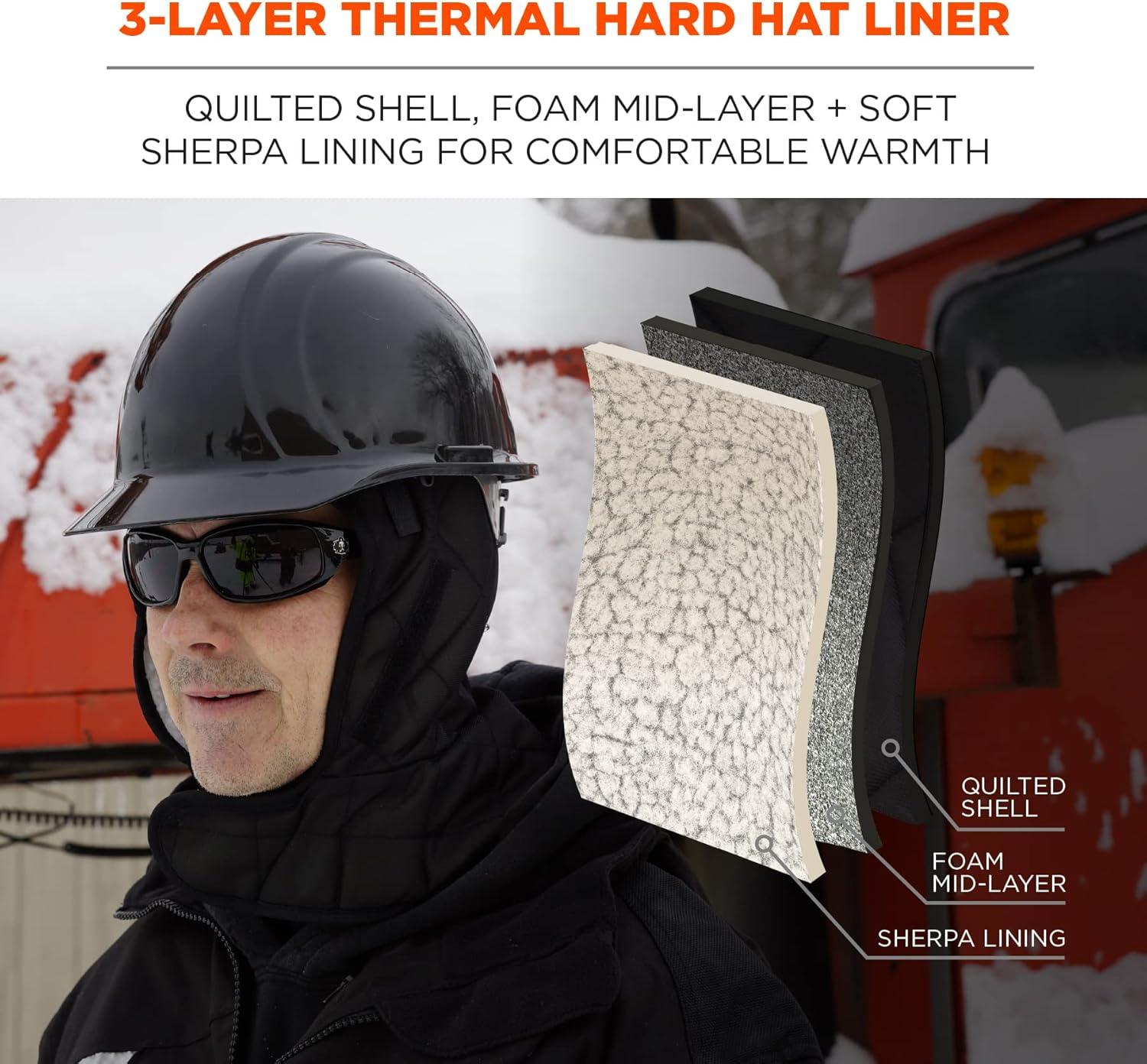 imageWinter Hard Hat Liner Insulated Sherpa Fleece Lined Shoulder Length Ergodyne NFerno 6952BlackOne Size