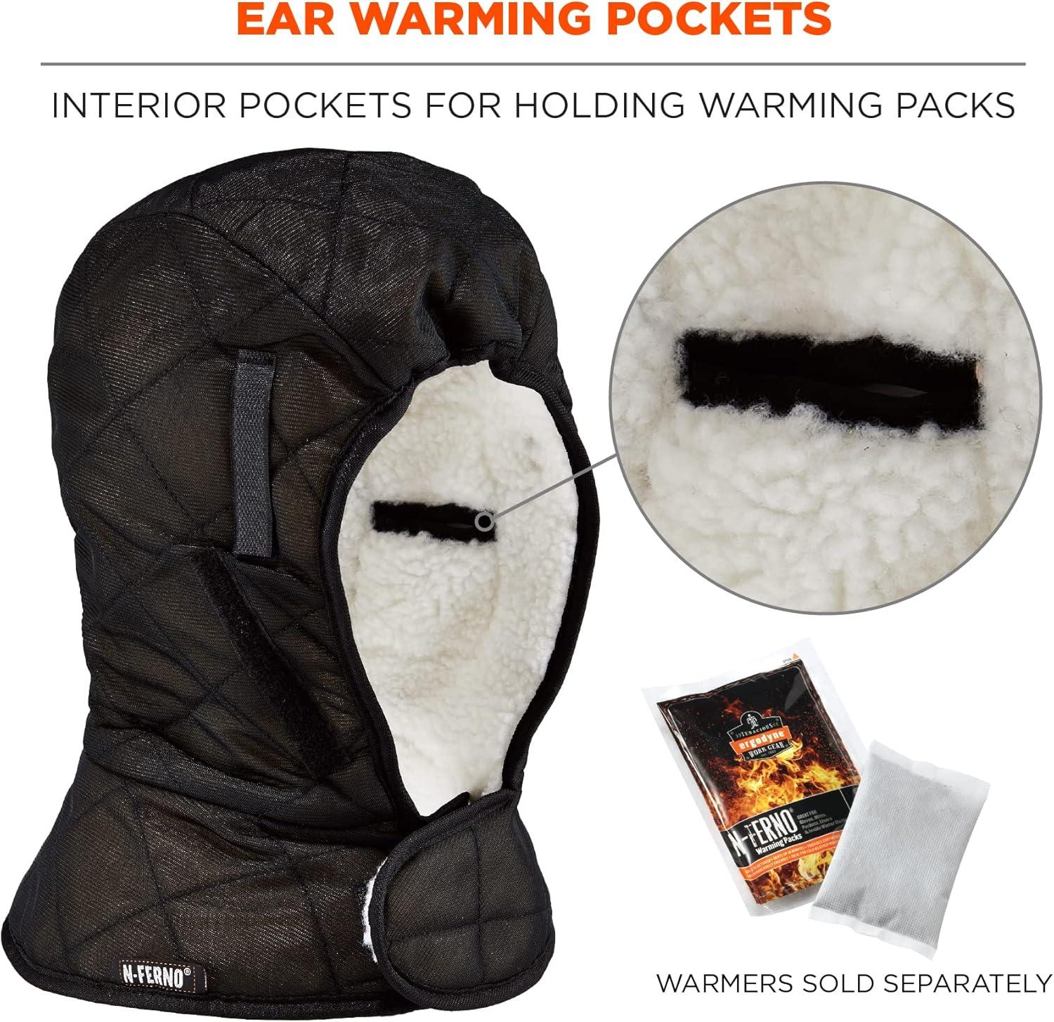 imageWinter Hard Hat Liner Insulated Sherpa Fleece Lined Shoulder Length Ergodyne NFerno 6952BlackOne Size Pack of 4