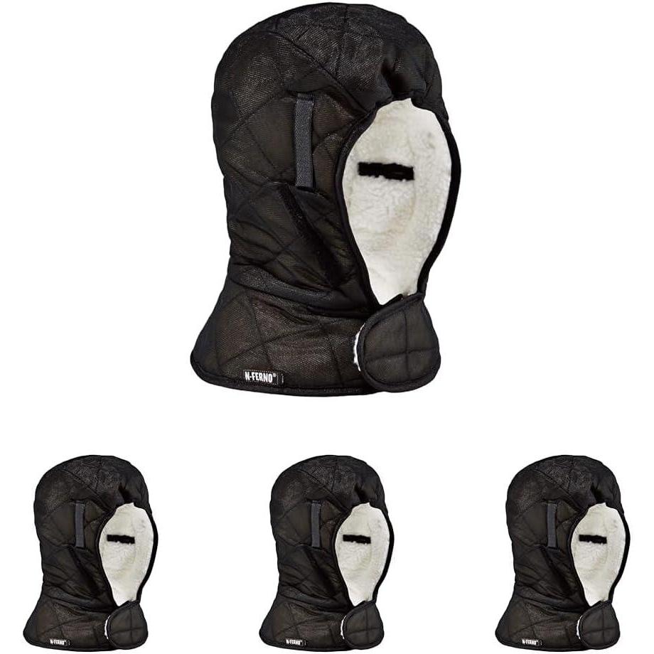 imageWinter Hard Hat Liner Insulated Sherpa Fleece Lined Shoulder Length Ergodyne NFerno 6952BlackOne Size Pack of 4
