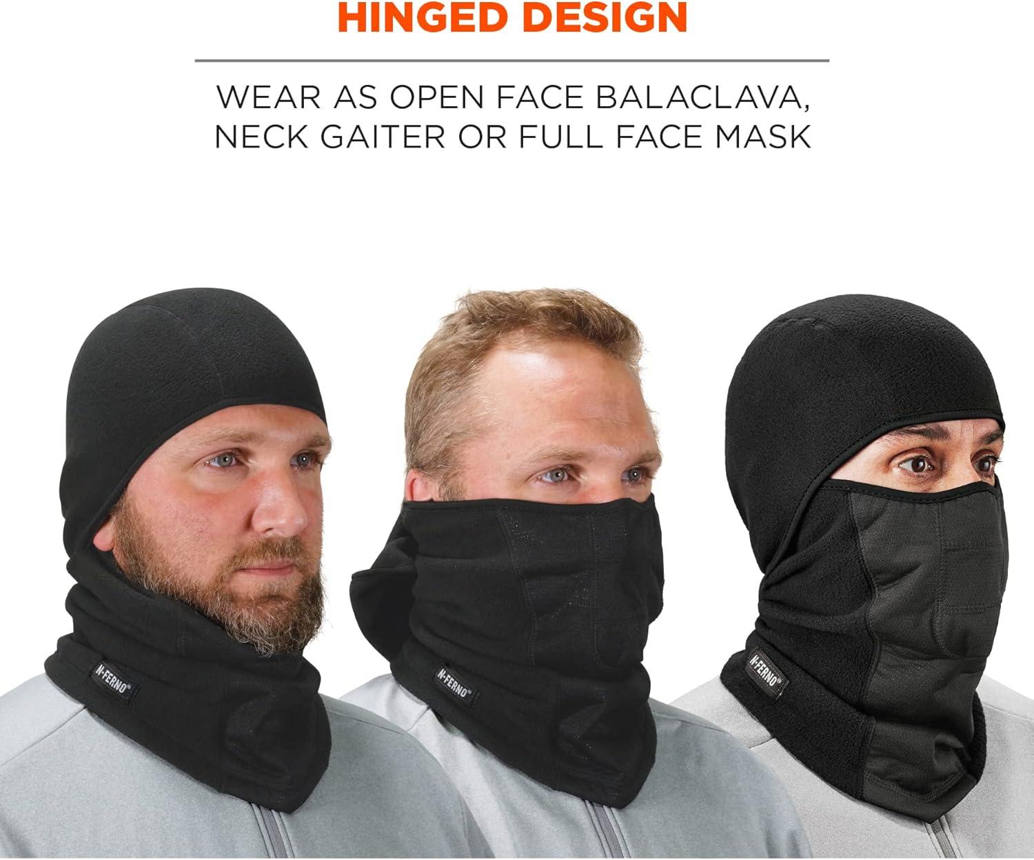 imageErgodyne NFerno 6823 Balaclava Ski Mask WindResistant Face Mask Hinged Design Each Black One Size