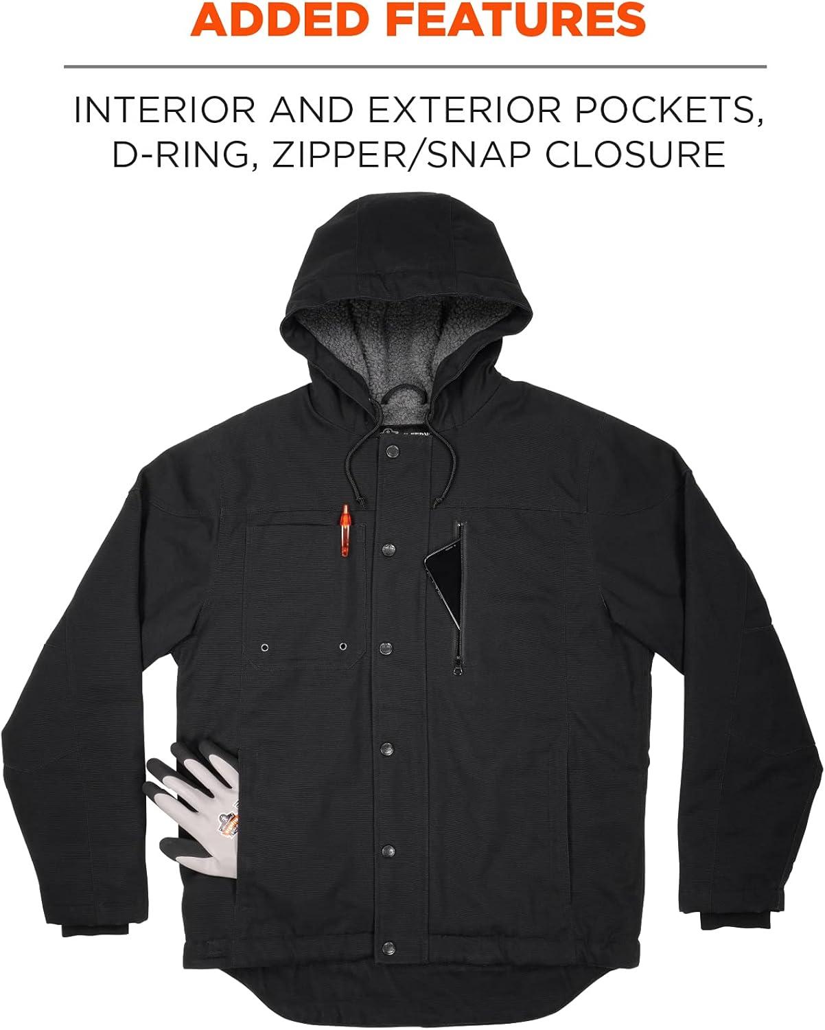 imageErgodyne Standard Duck Canvas Winter Work Jacket Sherpa Fleece Lined Black Extra Large4XLarge