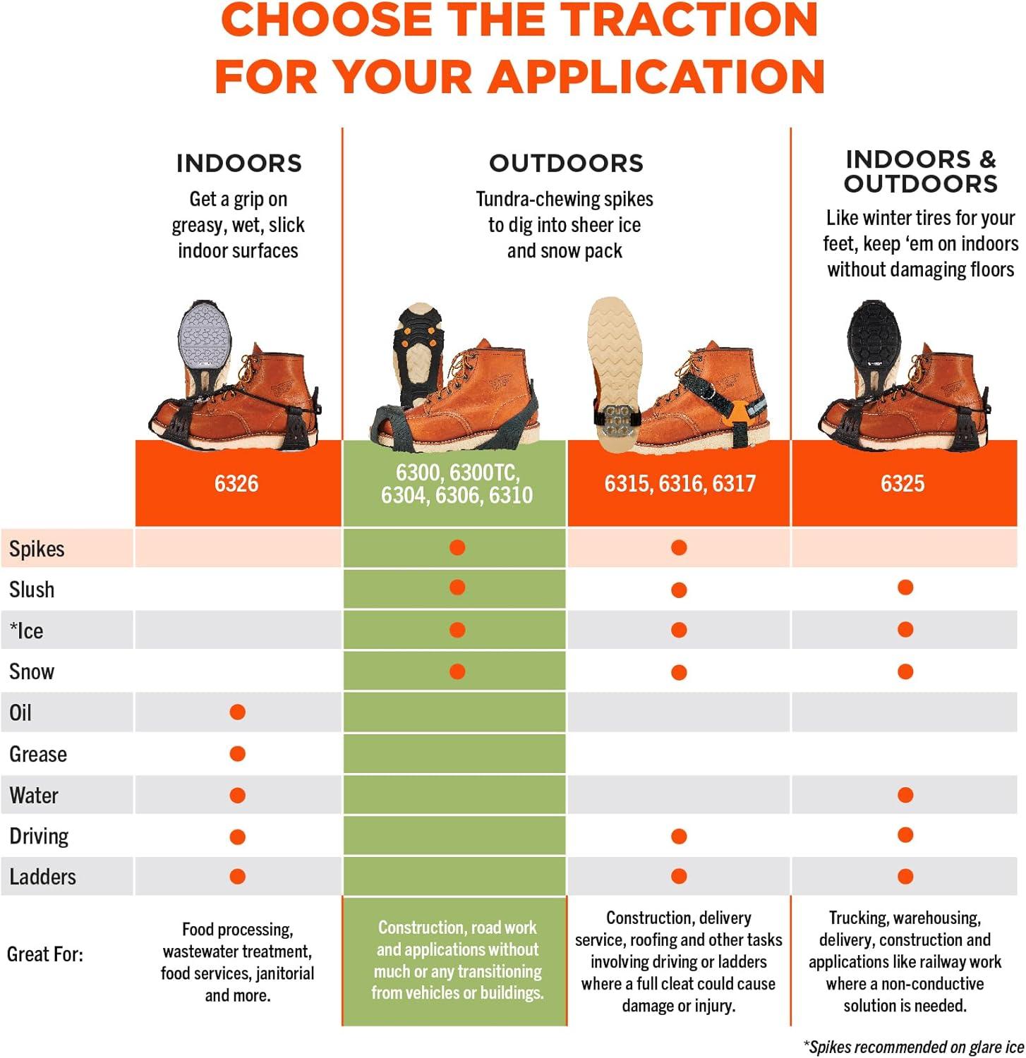 imageErgodyne TREX 6300 SlipOn Traction Cleats for Snow and Ice with 8 Carbon Steel Spike GripsXLarge