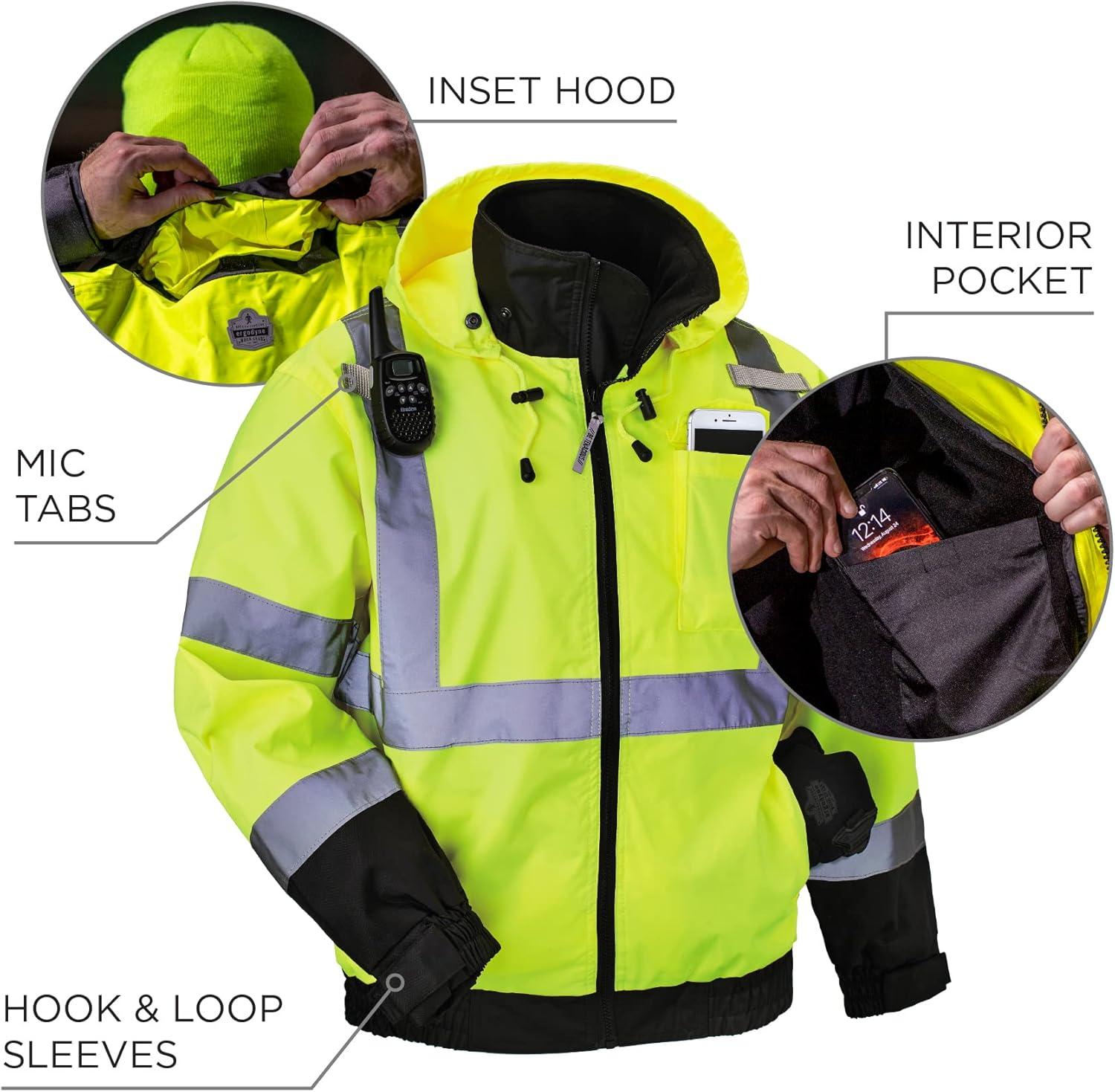 imageErgodyne unisex adult 3in1 Hivis 3 in 1 Hi Vis Winter Bomber Jacket Lime XXLargeLime