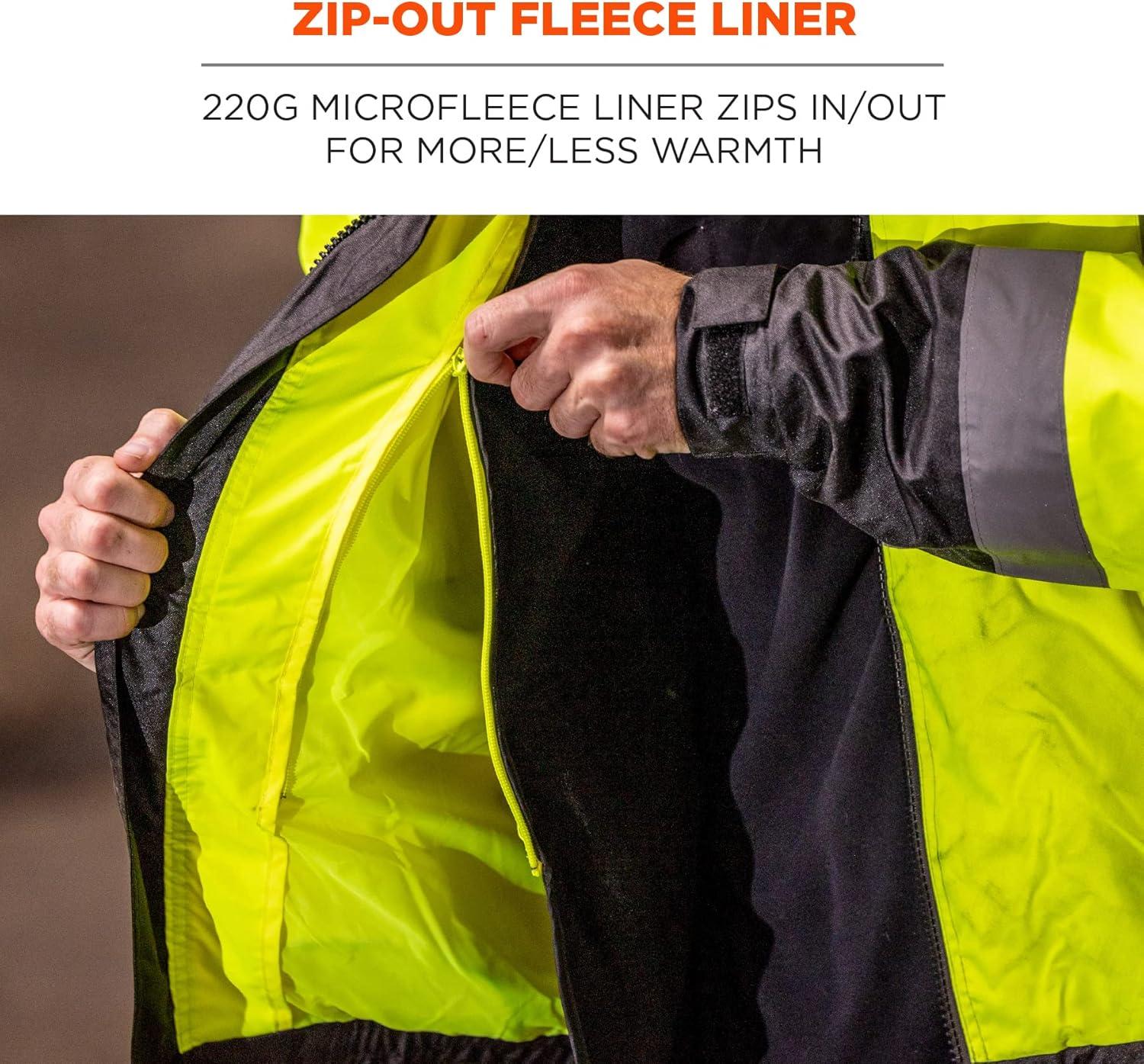 imageErgodyne unisex adult 3in1 Hivis 3 in 1 Hi Vis Winter Bomber Jacket Lime XXLargeLime