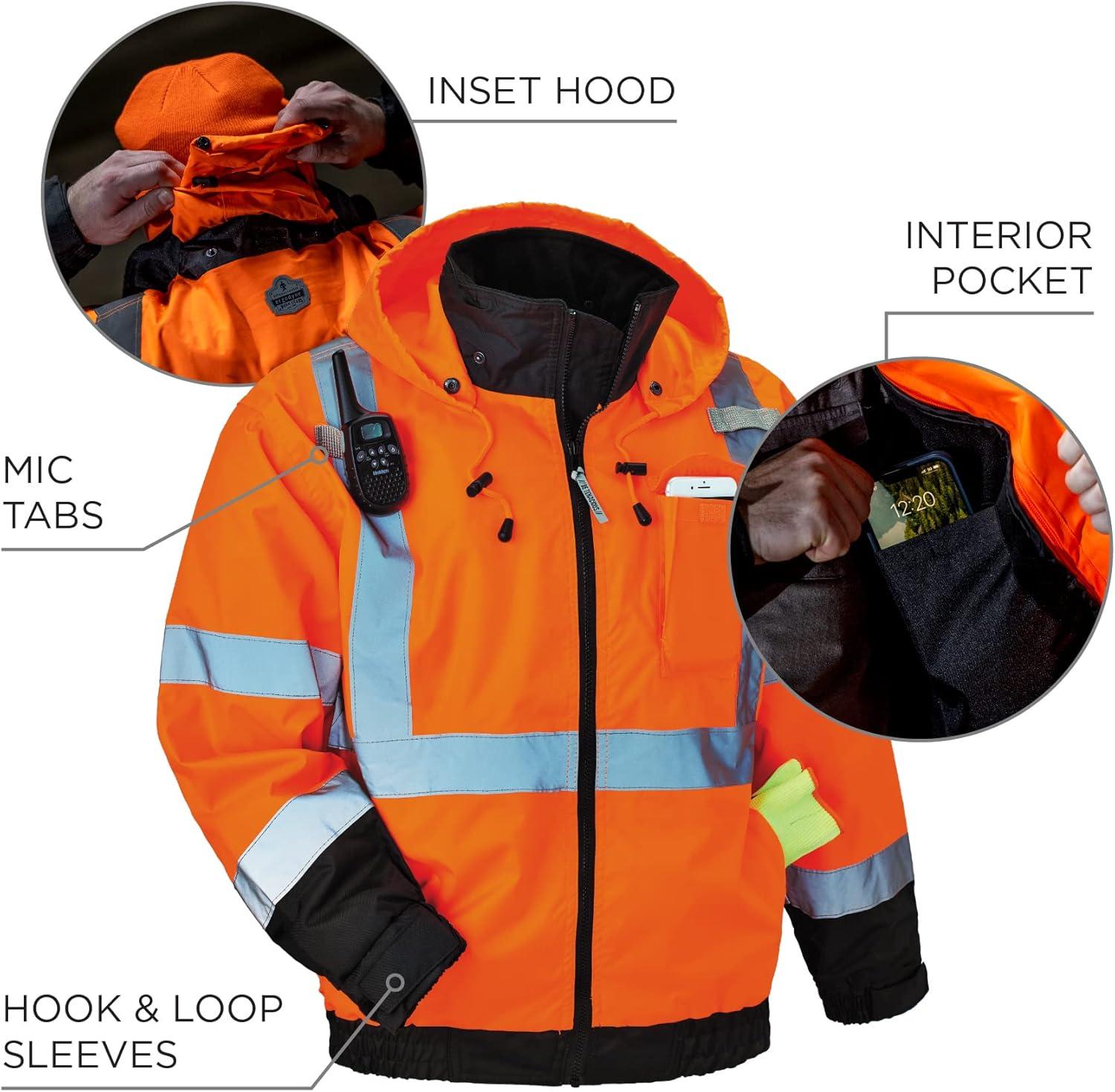 imageErgodyne unisex adult 3in1 Hivis 3 in 1 Hi Vis Winter Bomber Jacket Lime XXLargeOrange