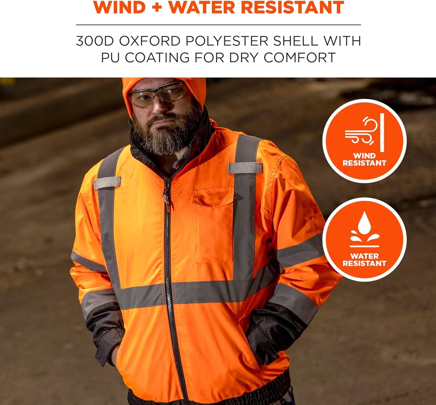 imageErgodyne unisex adult 3in1 Hivis 3 in 1 Hi Vis Winter Bomber Jacket Lime XXLargeOrange