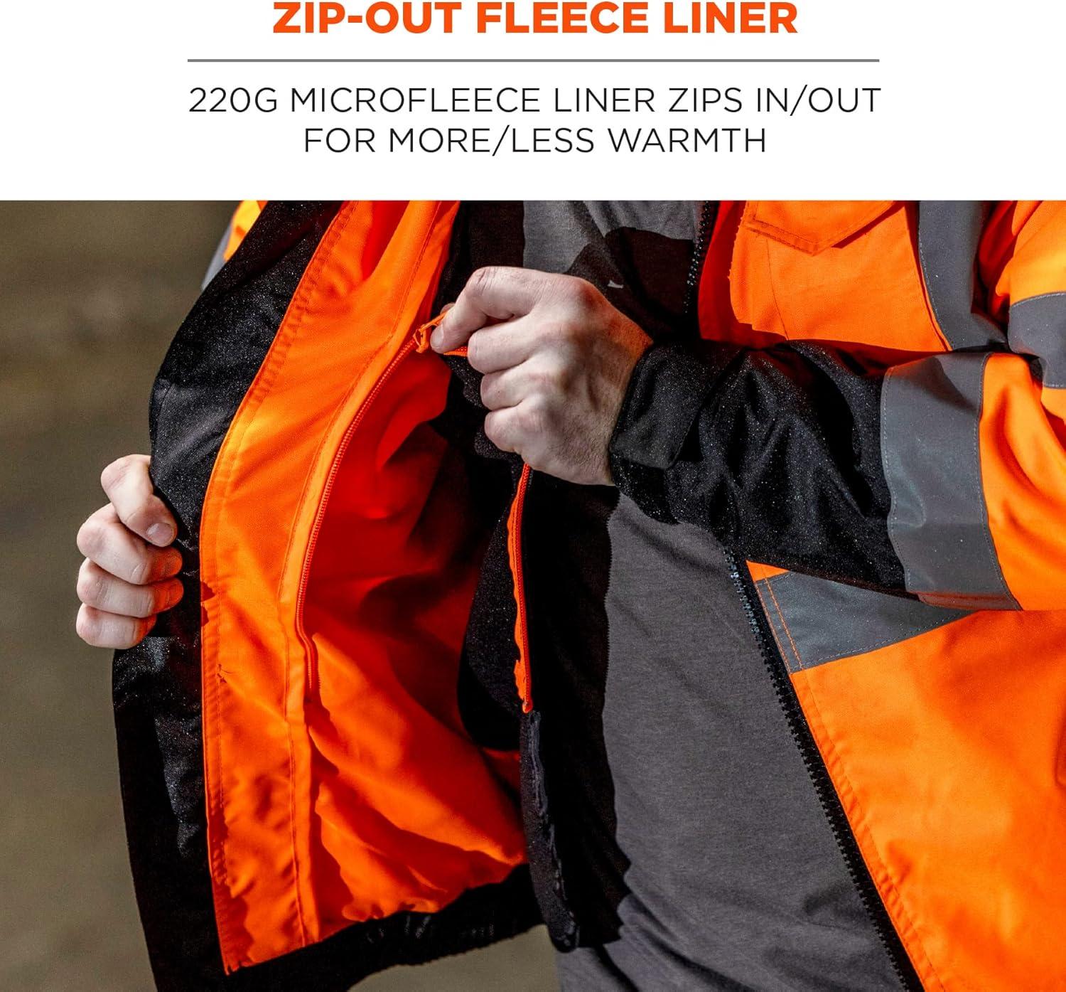 imageErgodyne unisex adult 3in1 Hivis 3 in 1 Hi Vis Winter Bomber Jacket Lime XXLargeOrange