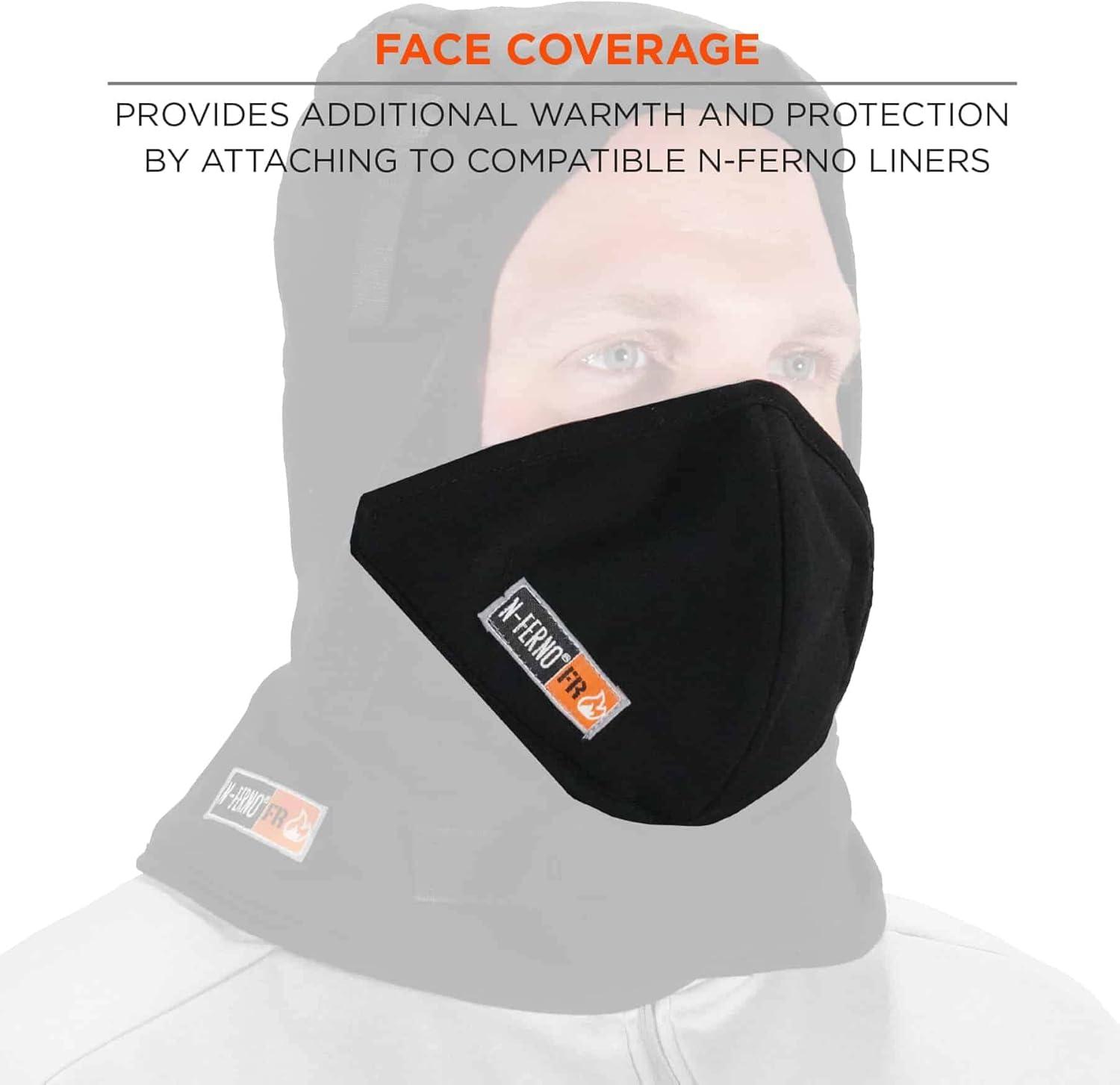imageFR Winter Hard Hat Liner with Mouthpiece Fire Resistant Ergodyne NFerno 6876Black2Layer FR Mouthpiece  Cotton