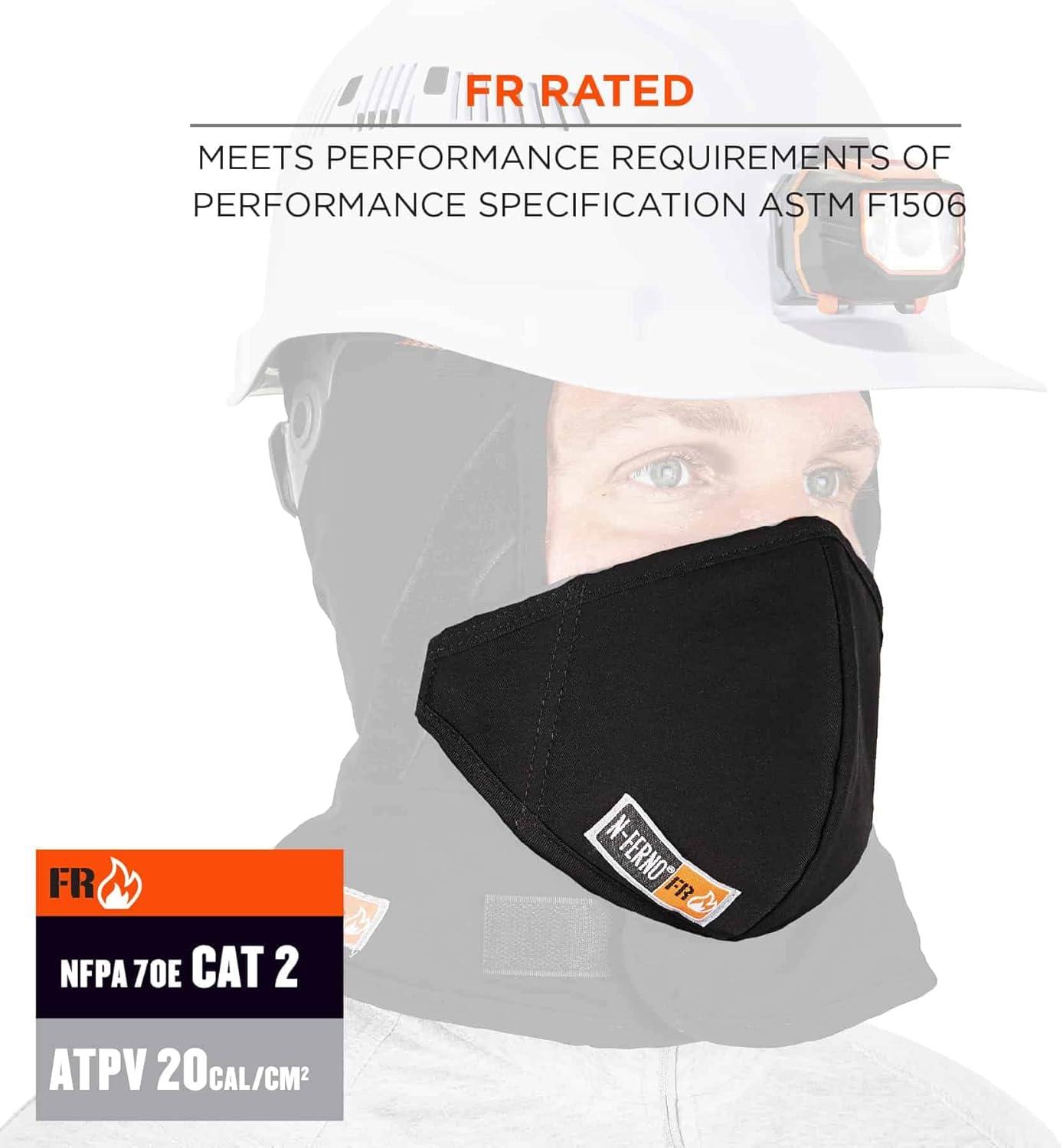 imageFR Winter Hard Hat Liner with Mouthpiece Fire Resistant Ergodyne NFerno 6876Black2Layer FR Mouthpiece  Cotton