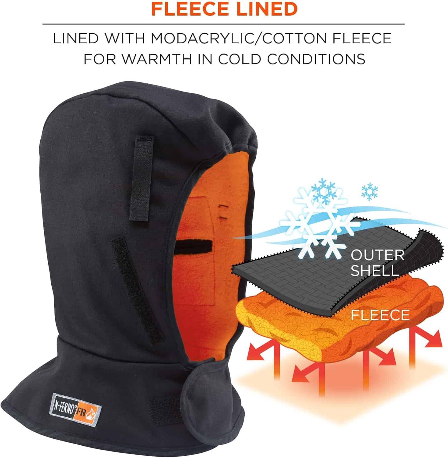 imageFR Winter Hard Hat Liner with Mouthpiece Fire Resistant Ergodyne NFerno 6876Black2Layer FR Winter Liner Shoulder  Cotton