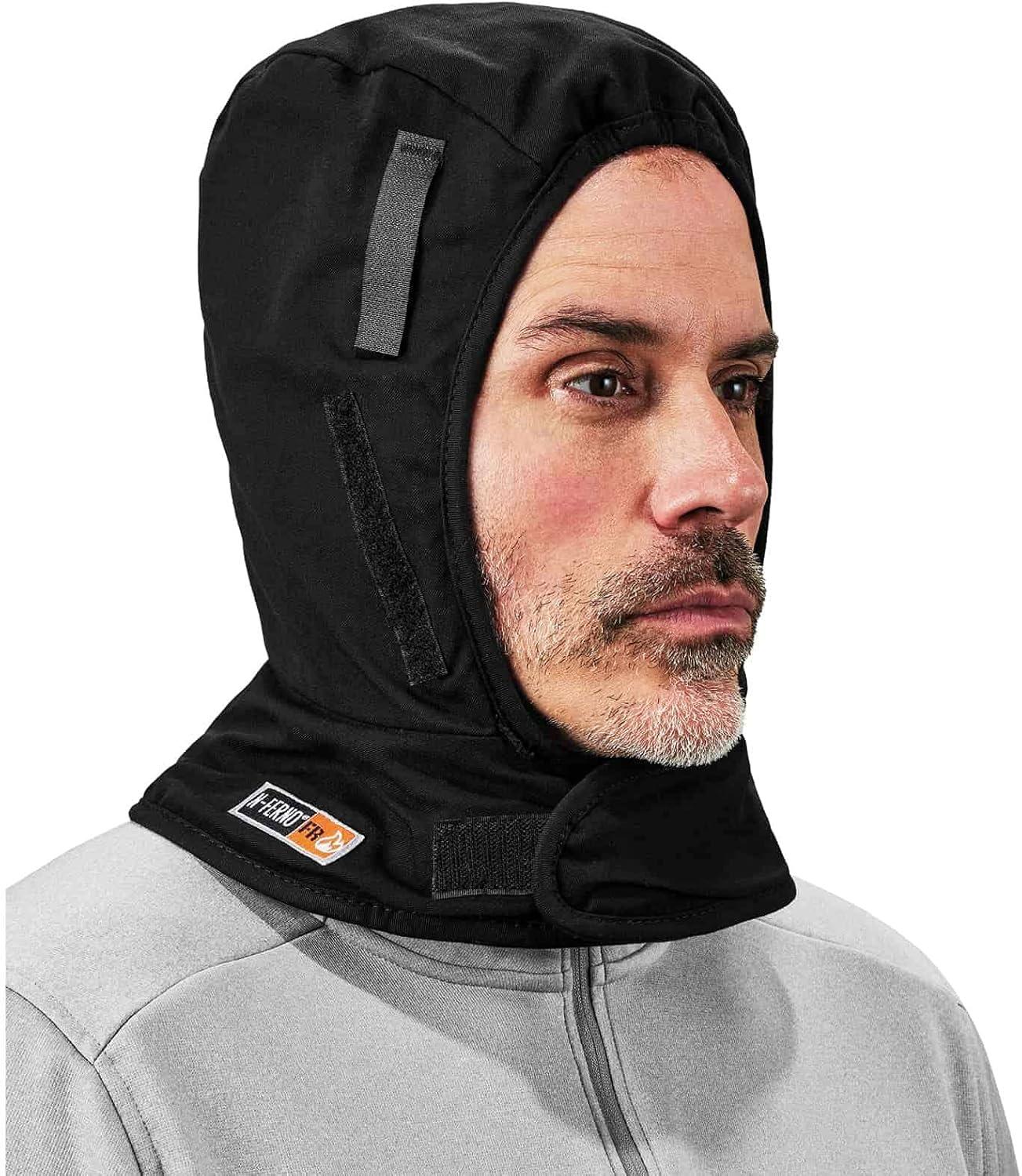 imageFR Winter Hard Hat Liner with Mouthpiece Fire Resistant Ergodyne NFerno 6876Black2Layer FR Winter Liner Shoulder  Cotton