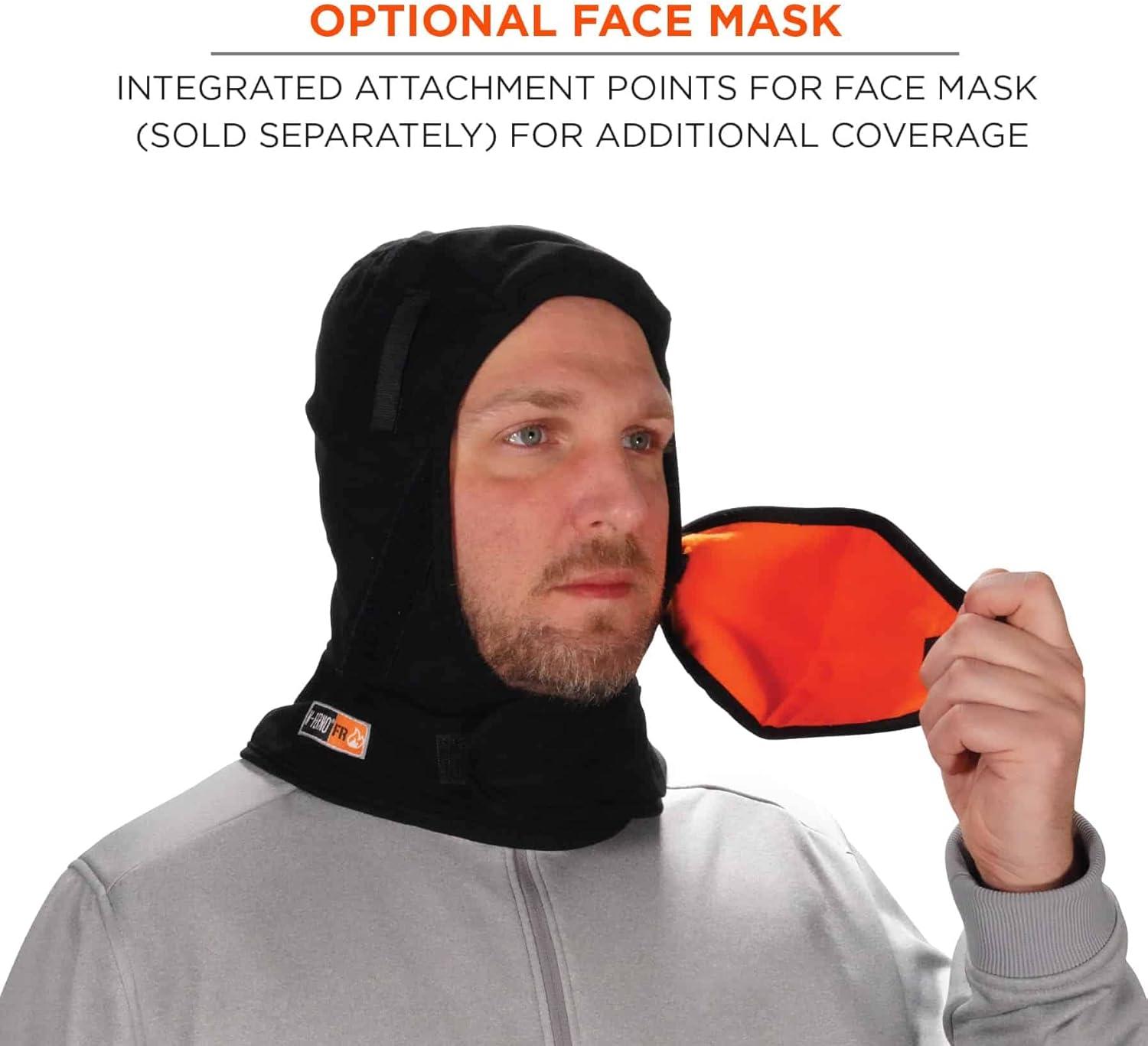 imageFR Winter Hard Hat Liner with Mouthpiece Fire Resistant Ergodyne NFerno 6876Black2Layer FR Winter Liner Shoulder  Cotton