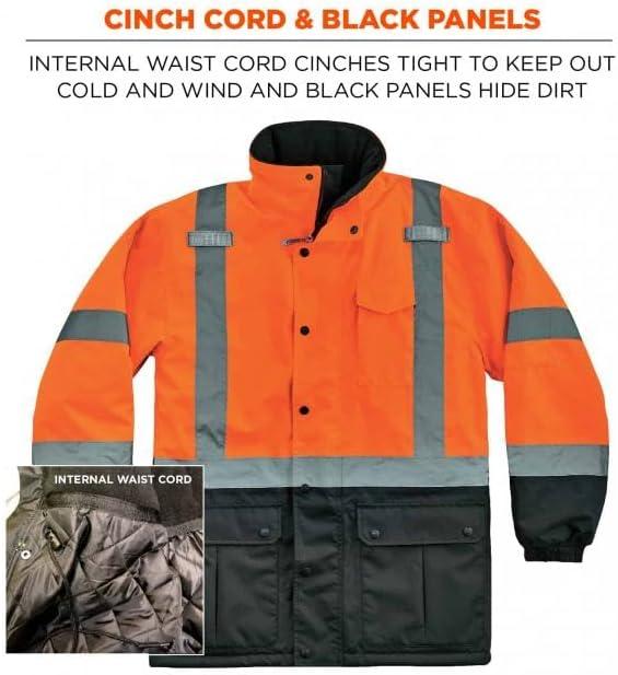 imageHigh Visibility Reflective Winter Safety Jacket Insulated Parka ANSI Compliant Ergodyne GloWear 8384 Orange LargeOrange