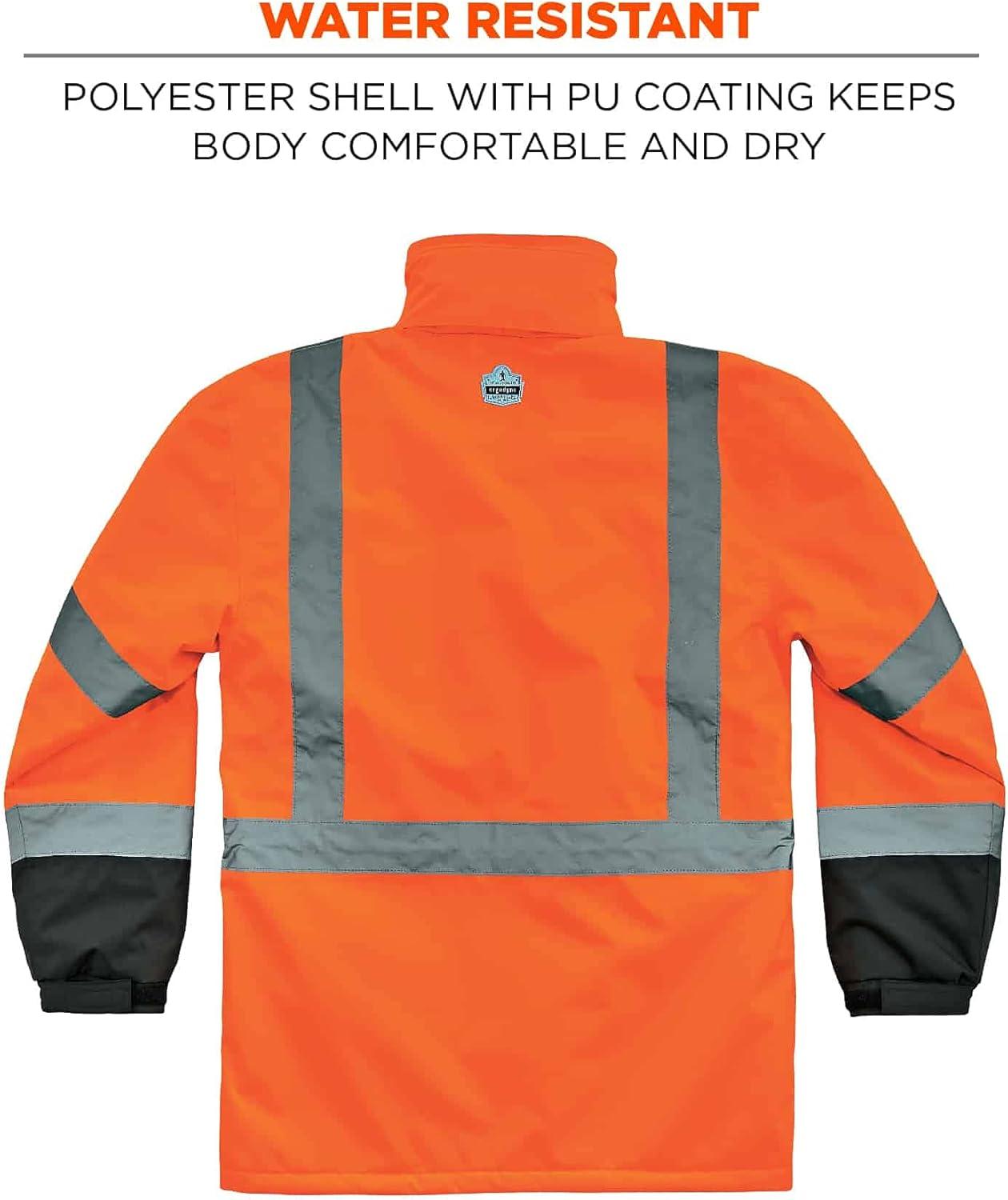 imageHigh Visibility Reflective Winter Safety Jacket Insulated Parka ANSI Compliant Ergodyne GloWear 8384 Orange LargeOrange