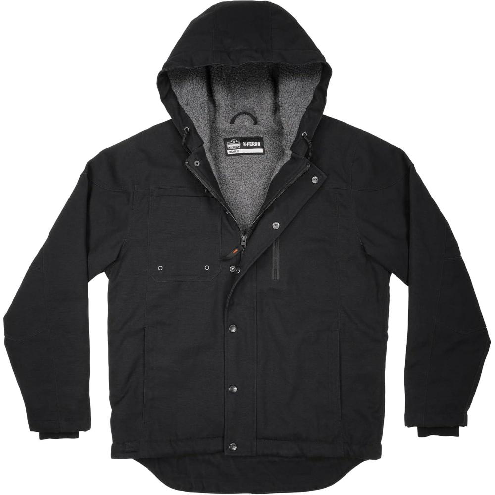imageErgodyne Standard Duck Canvas Winter Work Jacket Sherpa Fleece Lined Black Extra Large4XLarge