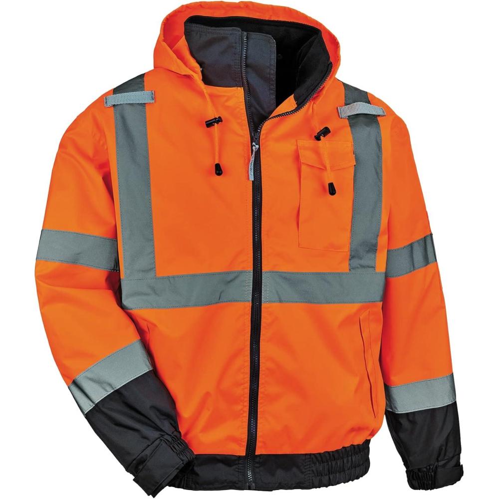 imageErgodyne unisex adult 3in1 Hivis 3 in 1 Hi Vis Winter Bomber Jacket Lime XXLargeOrange