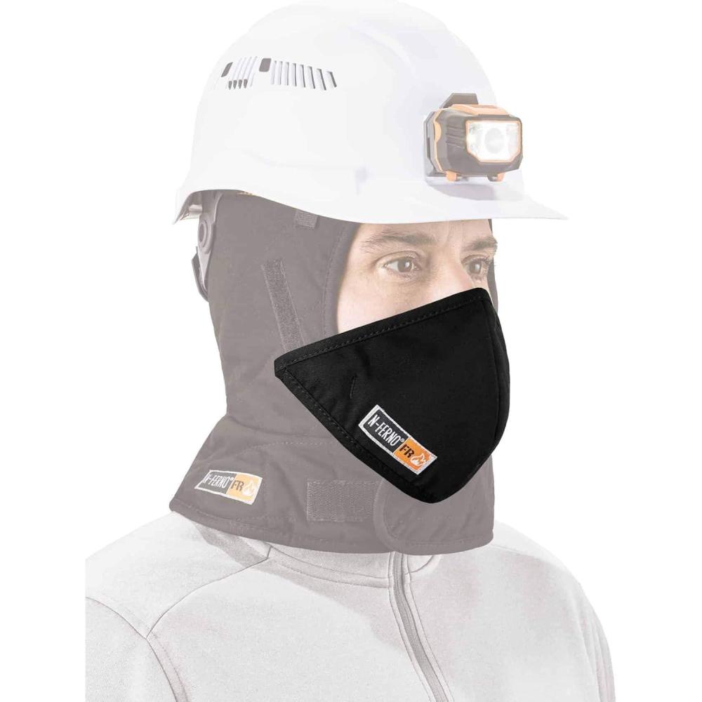 imageFR Winter Hard Hat Liner with Mouthpiece Fire Resistant Ergodyne NFerno 6876Black2Layer FR Mouthpiece  Cotton