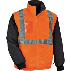 imageErgodyne GloWear 8287 High Visibility Reflective Convertible Thermal VestJacket Large LimeOrange