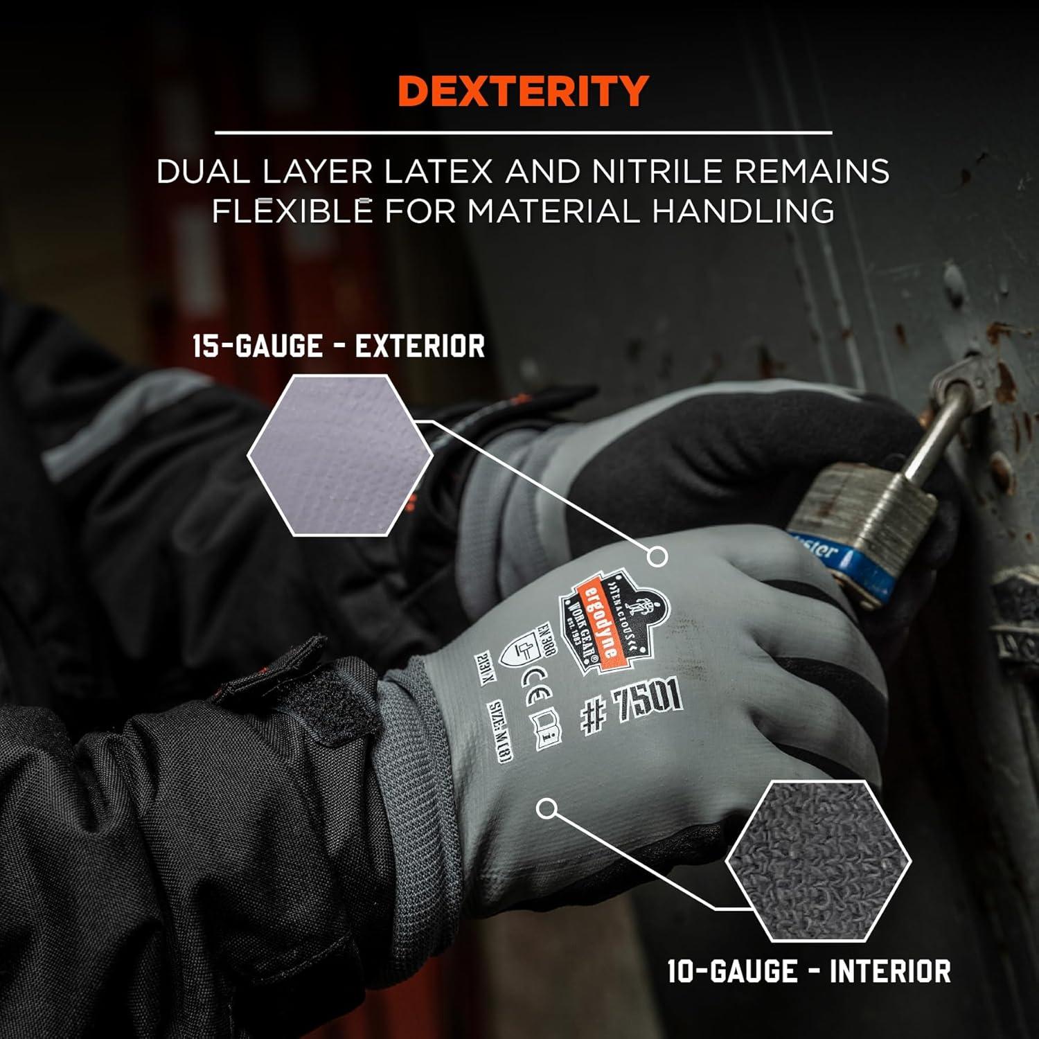 imageErgodyne ProFlex 7501 Coated Waterproof Winter Work Gloves Gray Medium 1 PairXLarge 1 pair