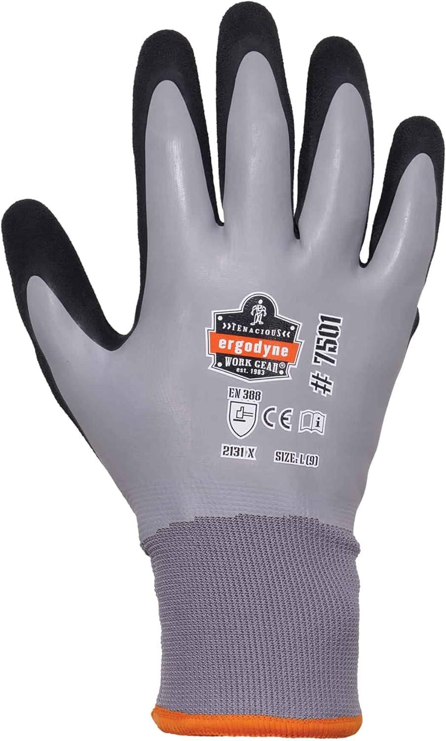 imageErgodyne ProFlex 7501 Coated Waterproof Winter Work Gloves Gray Medium 1 PairXLarge 1 pair