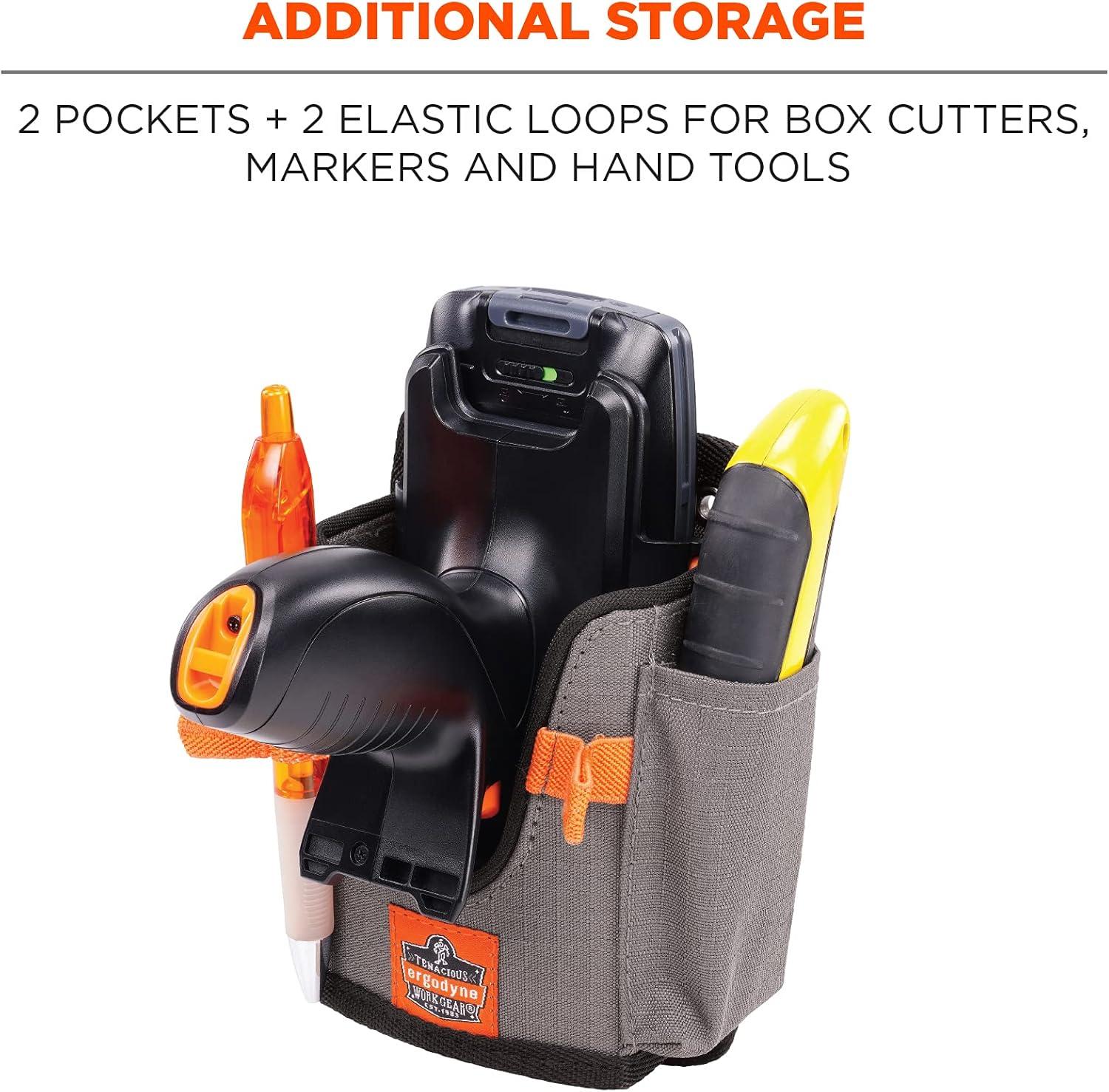 imageErgodyne Squids 5543 Barcode Scanner Holder Equipment Mount for Gun Grip Mobile Computers Handheld Bar Code Scanners Fastener Straps to Attach to Forklift Gray LargeL