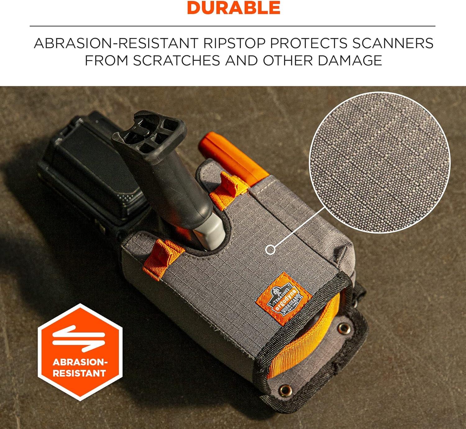 imageErgodyne Squids 5543 Barcode Scanner Holder Equipment Mount for Gun Grip Mobile Computers Handheld Bar Code Scanners Fastener Straps to Attach to Forklift Gray LargeL