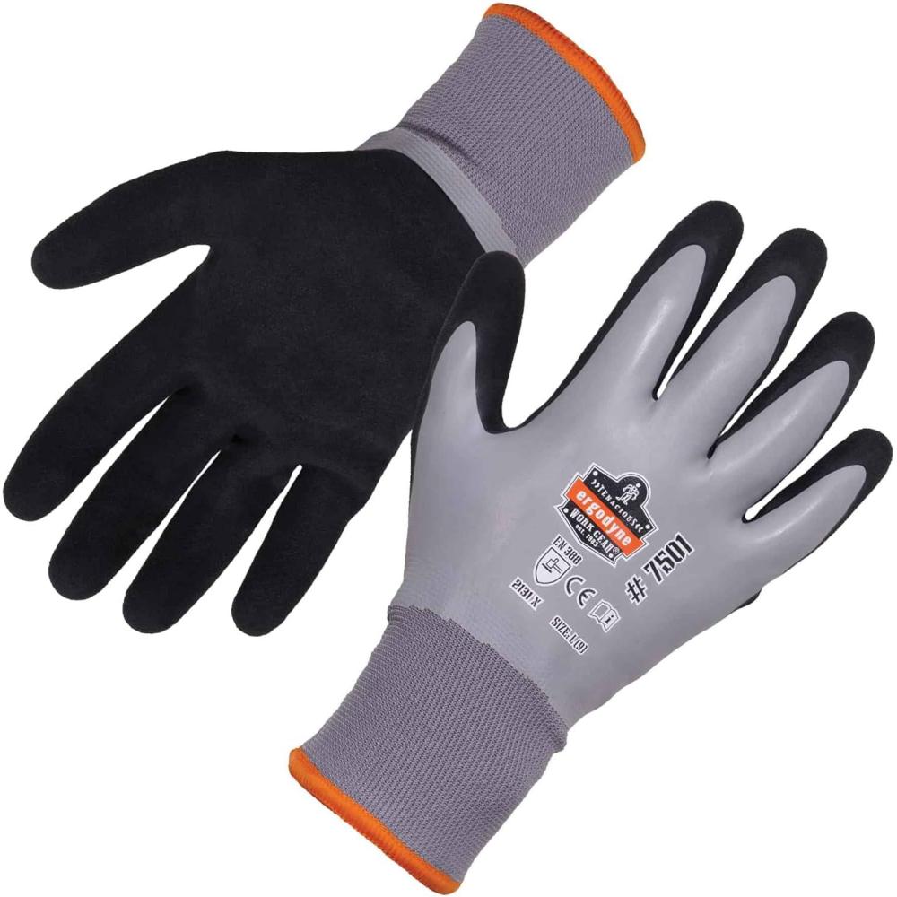 imageErgodyne ProFlex 7501 Coated Waterproof Winter Work Gloves Gray Medium 1 PairXLarge 1 pair