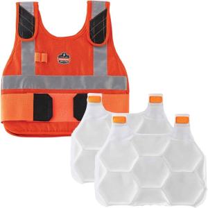 imageErgodyne unisex adult Premium Phase Change  Packs FR Cooling Ice Vest Khaki LargeXLarge USOrange