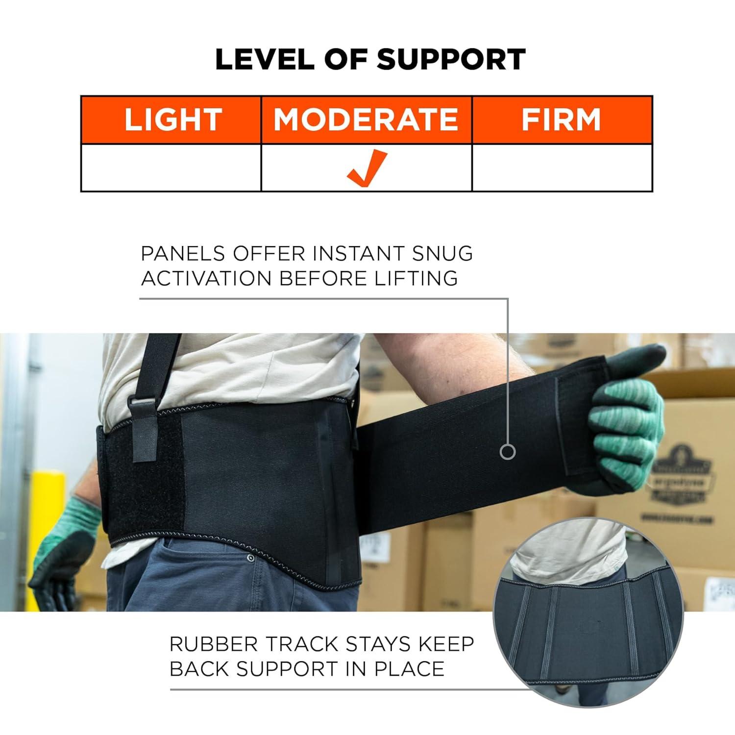 imageErgodyne ProFlex 1600 Back Support Brace 9quot Extended Support High Cut Front For Mobility XLBlackMedium
