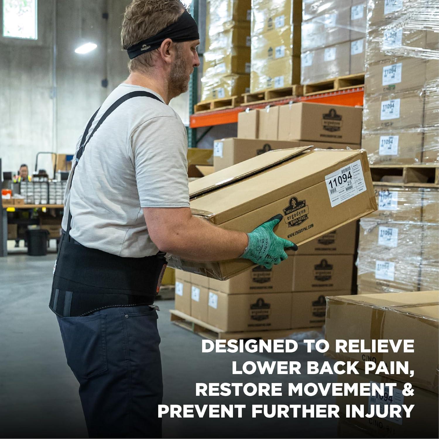 imageErgodyne ProFlex 1600 Back Support Brace 9quot Extended Support High Cut Front For Mobility XLBlackXXXLarge