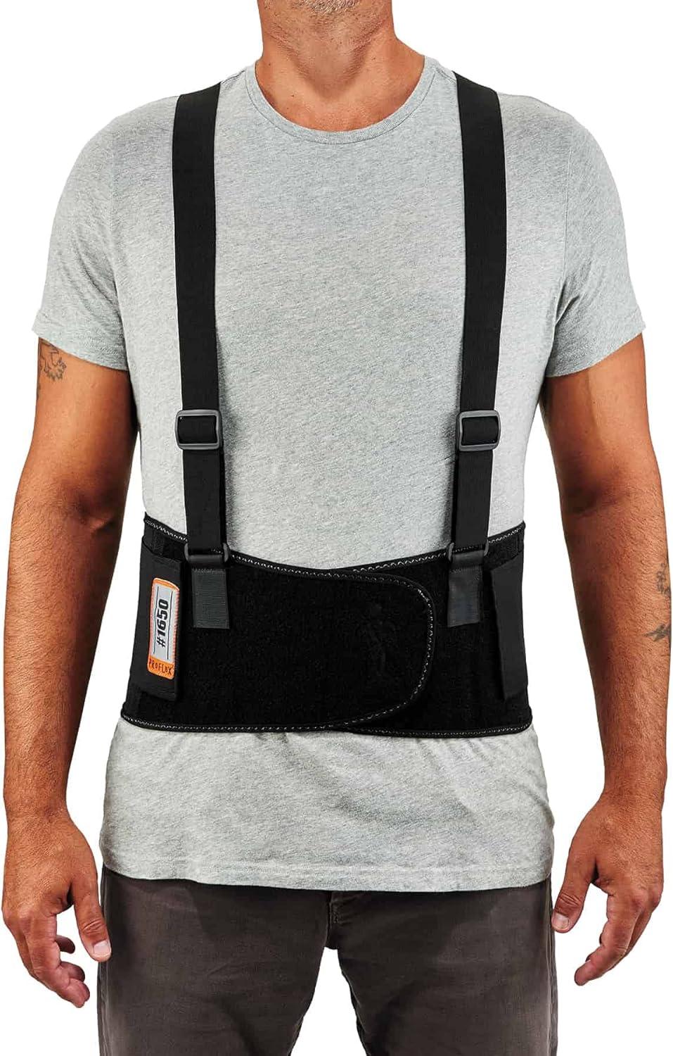 imageErgodyne ProFlex 1650 Back Support Belt 75quot Elastic Adjustable Removeable Straps Small Black4XLarge Pack of 1