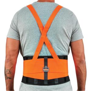 imageErgodyne ProFlex 100HV Back Support Brace High Visibility Support Belt 8quot Spandex Material Removeable StrapsOrangeSmallSmall