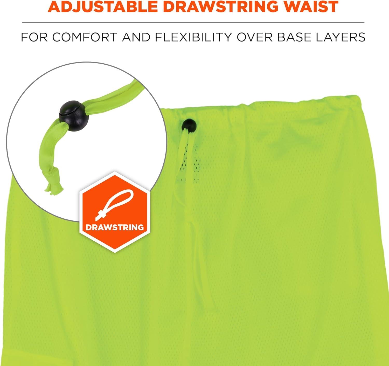 imageErgodyne GloWear 8910BK ANSI Black Bottom High Visibility Lime Mesh Reflective Safety Pants Small MediumSmallMedium