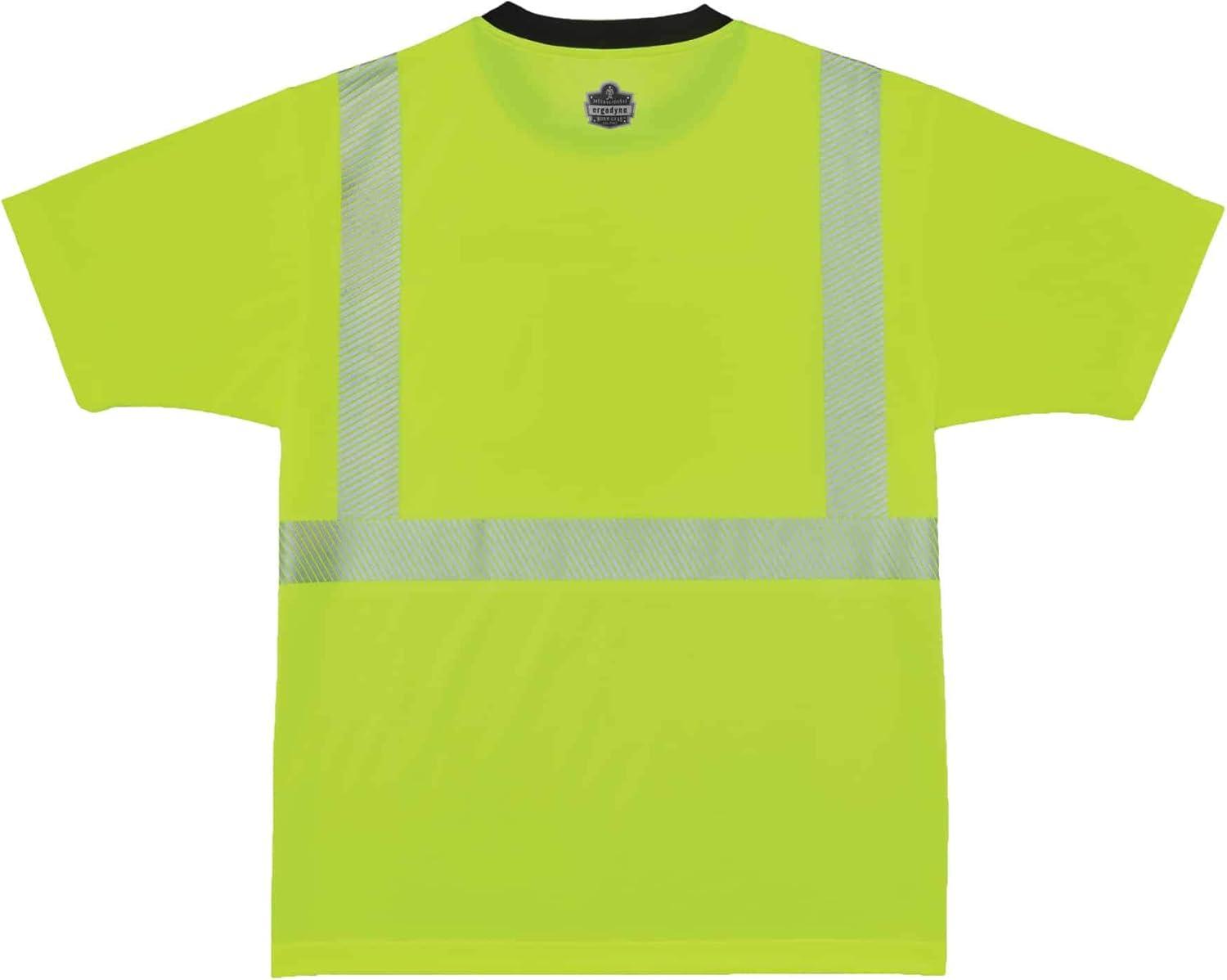imageErgodyne High Visibility Safety TShirt Ansi Class 2 Reflective Comfort Trim Black BottomLime