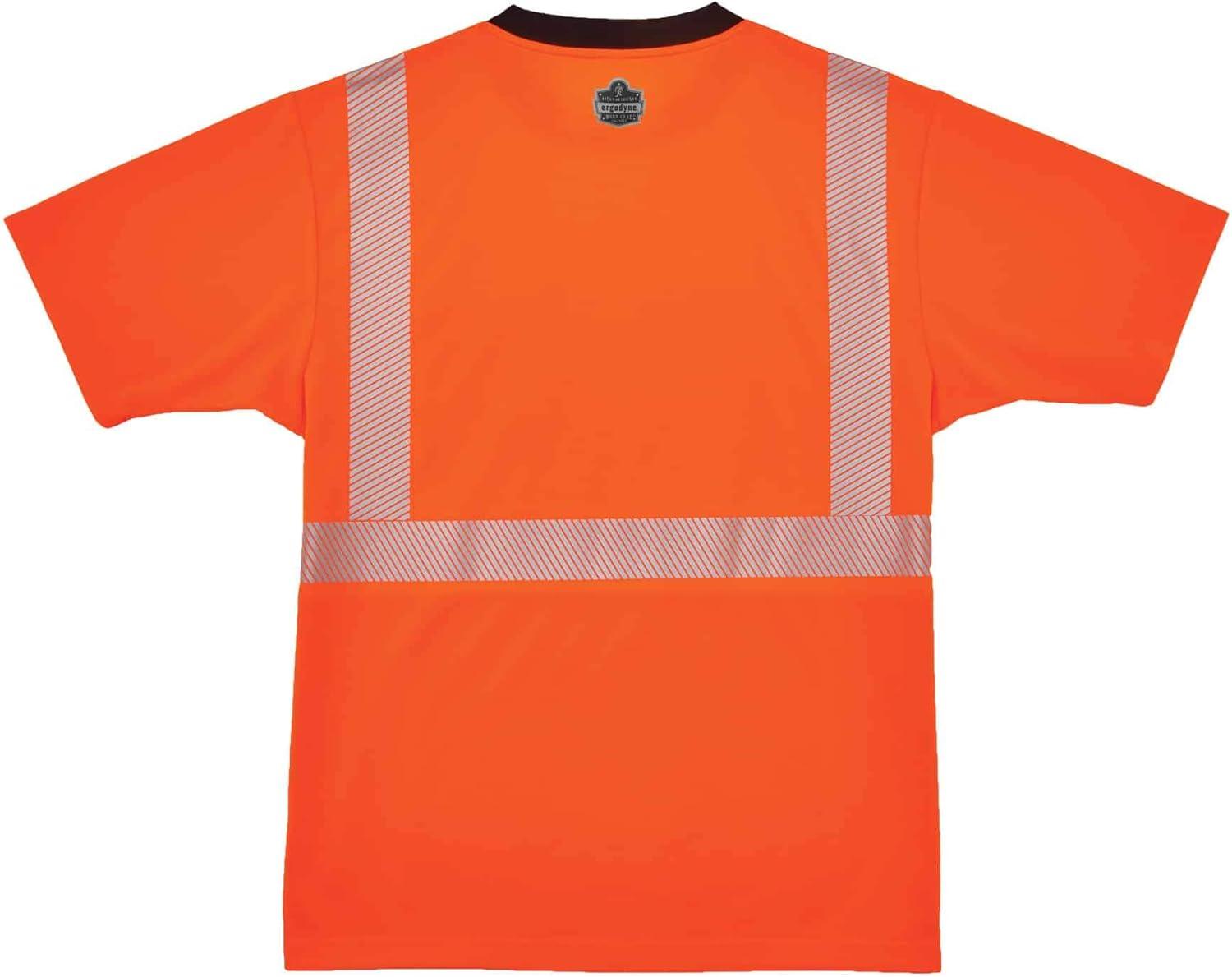 imageErgodyne High Visibility Safety TShirt Ansi Class 2 Reflective Comfort Trim Black BottomOrange