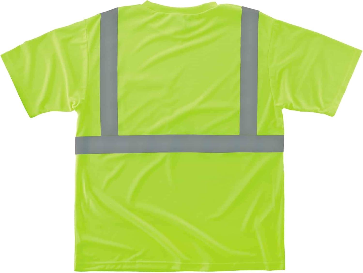 imageErgodyne mens High Visibility Reflective Safety Tshirt Orange Large USLime  Silver