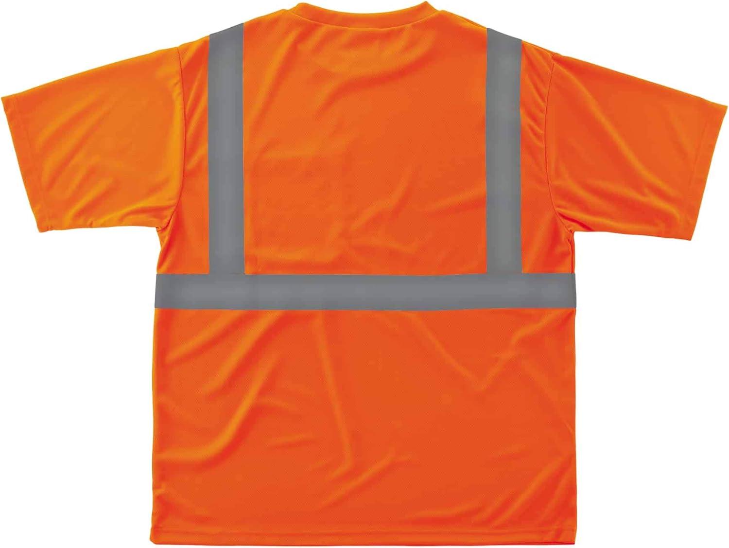 imageErgodyne mens High Visibility Reflective Safety Tshirt Orange Large USOrange  Silver