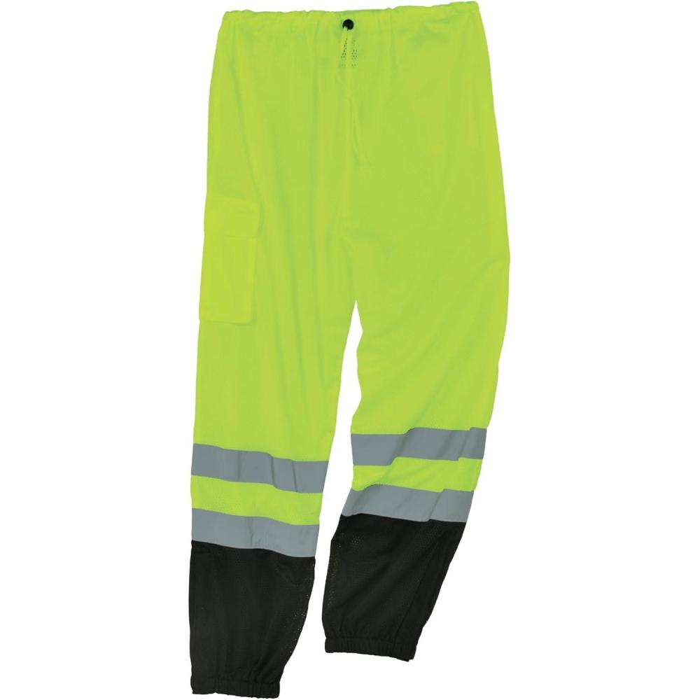 imageErgodyne GloWear 8910BK ANSI Black Bottom High Visibility Lime Mesh Reflective Safety Pants Small MediumSmallMedium