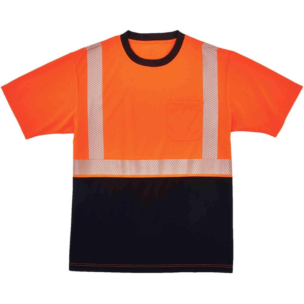 imageErgodyne High Visibility Safety TShirt Ansi Class 2 Reflective Comfort Trim Black BottomOrange