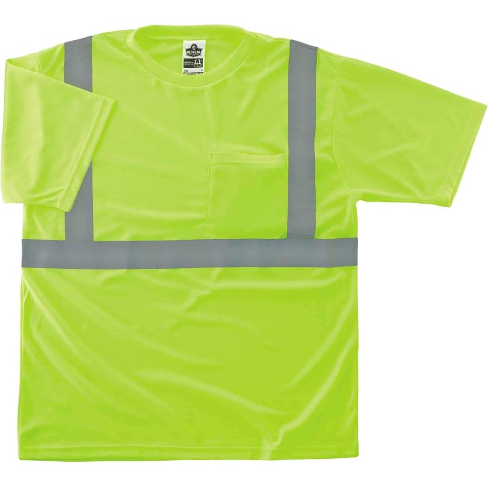 imageErgodyne mens High Visibility Reflective Safety Tshirt Orange Large USLime  Silver