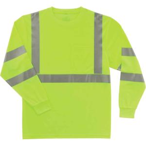 imageErgodyne GloWear 8391 ANSI High Visibility Lime Reflective Long Sleeve Safety Shirt LargeLime
