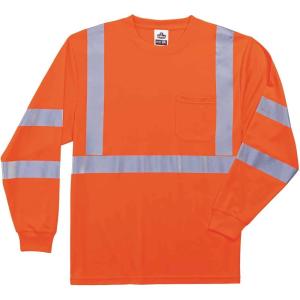 imageErgodyne GloWear 8391 ANSI High Visibility Lime Reflective Long Sleeve Safety Shirt LargeOrange