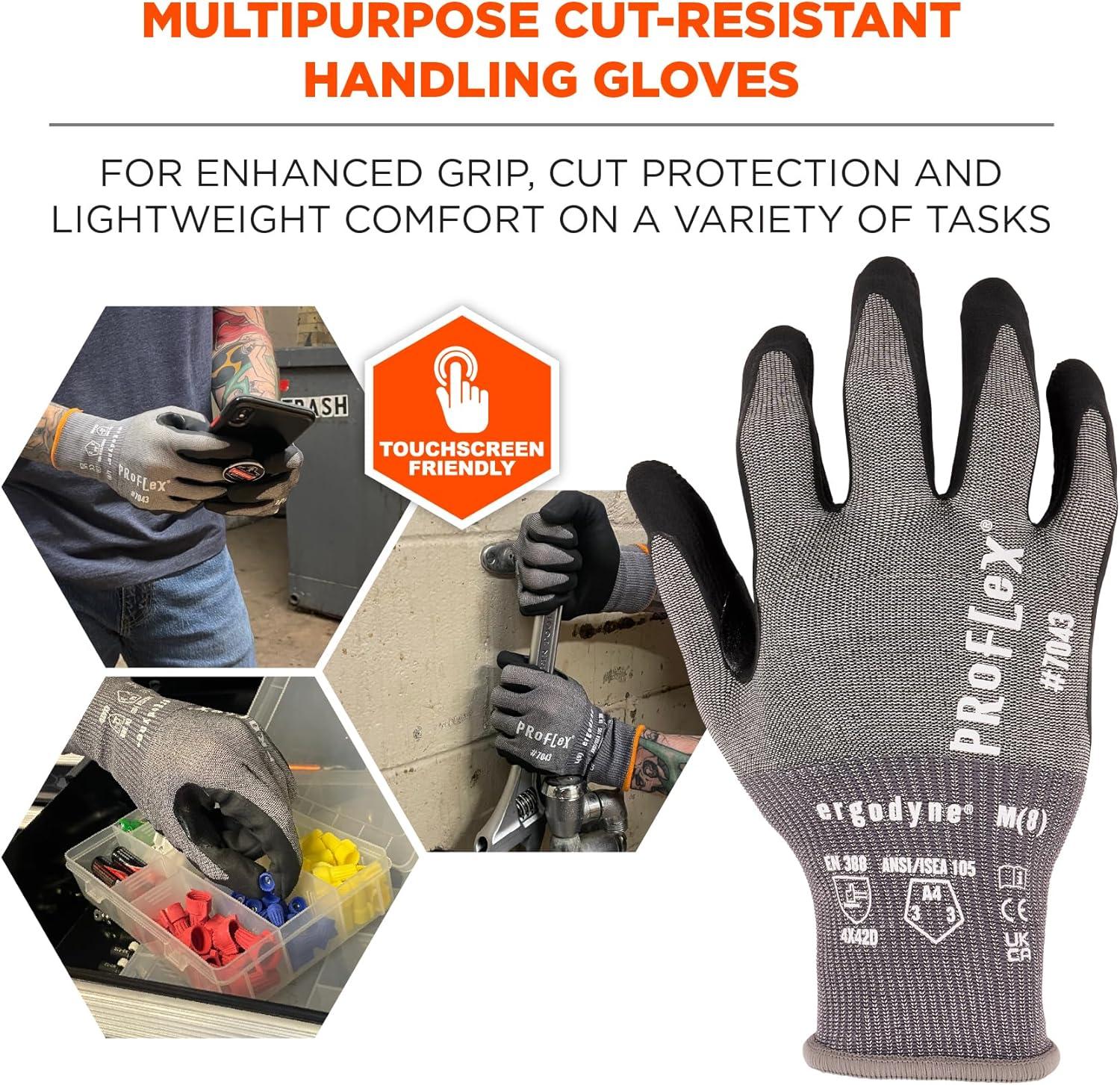 imageErgodyne ProFlex 7043 Nitrile Coated Work Gloves Cut Resistant ANSI A4 18g2XLarge