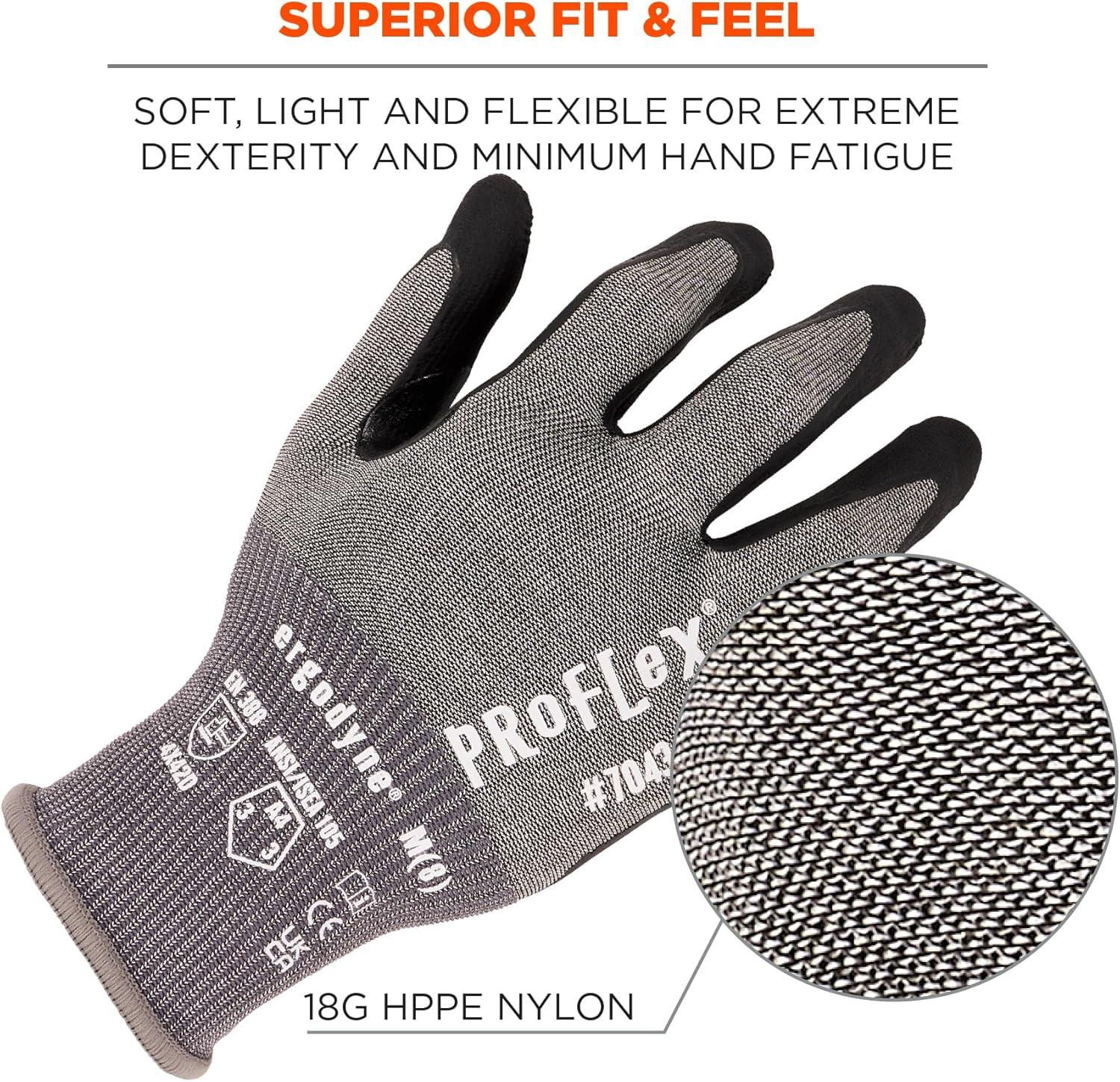 imageErgodyne ProFlex 7043 Nitrile Coated Work Gloves Cut Resistant ANSI A4 18g2XLarge 12Pack