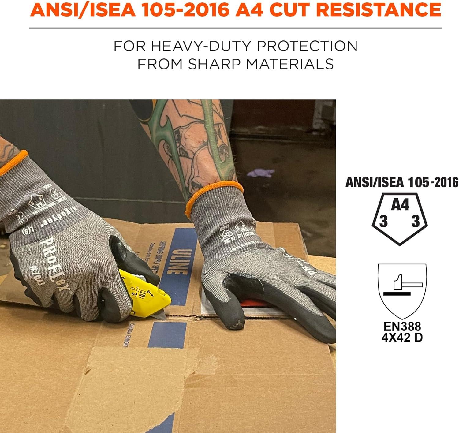 imageErgodyne ProFlex 7043 Nitrile Coated Work Gloves Cut Resistant ANSI A4 18g2XLarge 12Pack